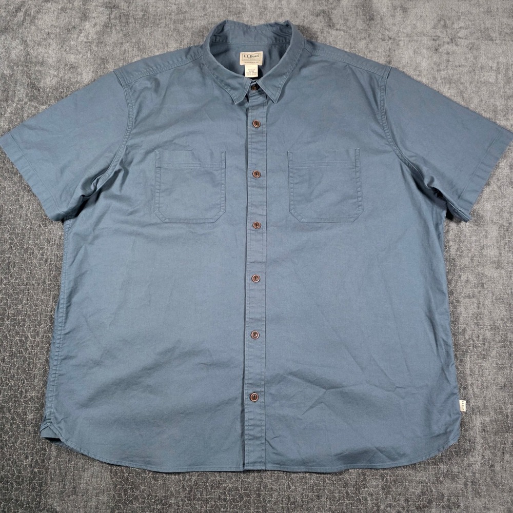 LL Bean Mens XL Blue Short Sleeve Button Down Shirt Traditional Fit 516107